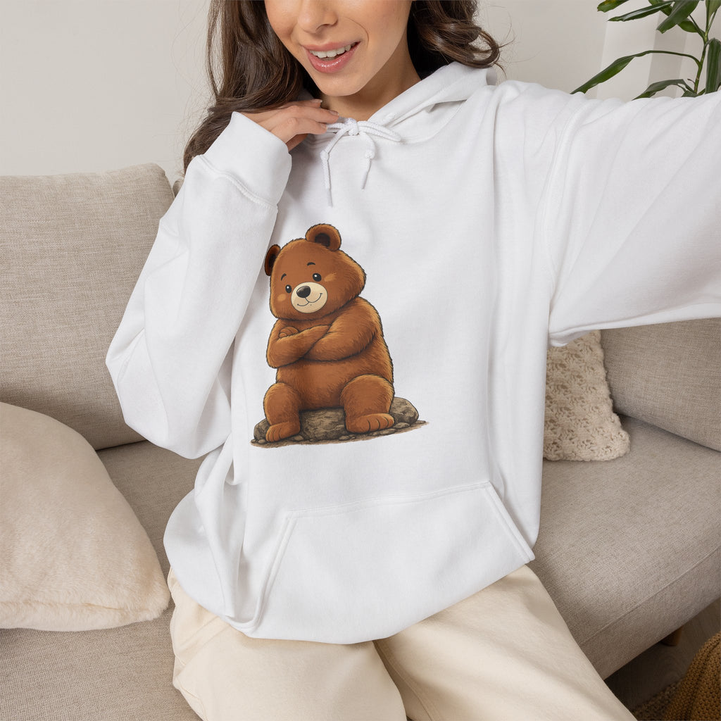 Cute Bear Motivational Hoodie | I Can. I Will. Watch Me. | Front & Back Graphic Unisex Pullover Sweatshirt