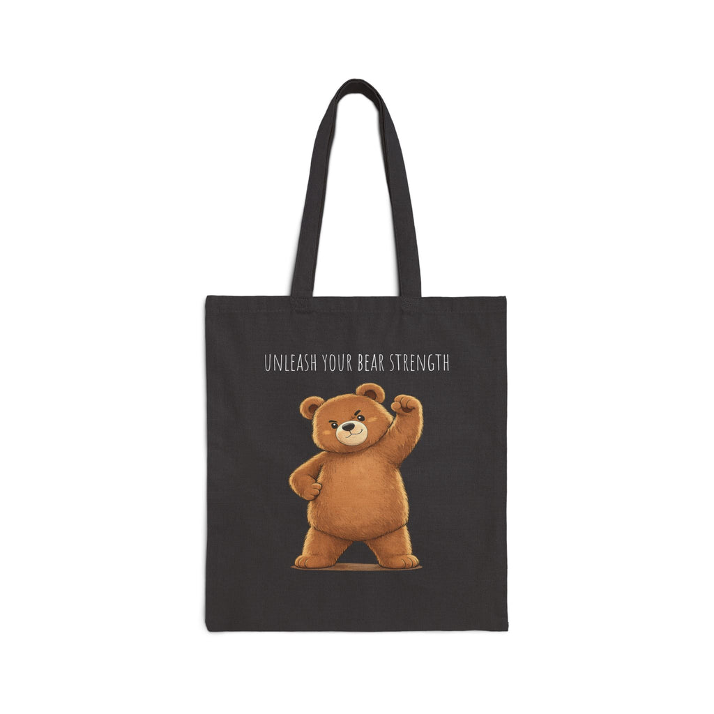 Cute Bear Canvas Tote Bag | Unleash Your Bear Strength| Motivational Reusable Tote | Bear Lover Gift |Reusable Shoulder Bag