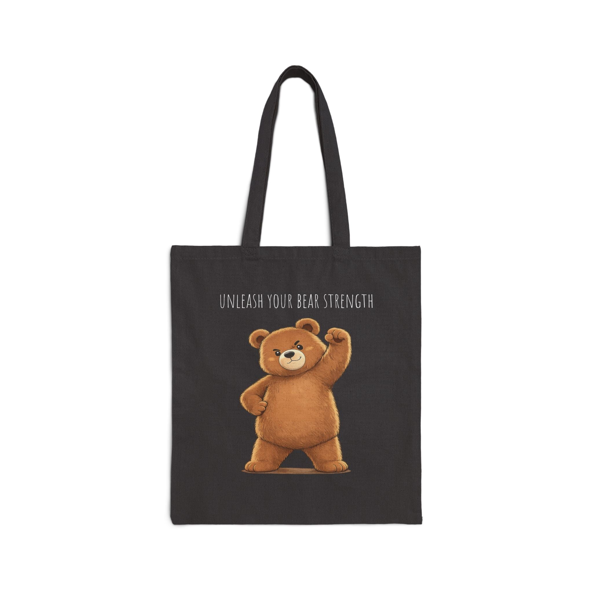 Cute Bear Canvas Tote Bag | Unleash Your Bear Strength| Motivational Reusable Tote | Bear Lover Gift |Reusable Shoulder Bag