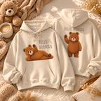 Hello Hooman Bear Hoodie | Cute Bear Graphic Unisex Hoodie | Cozy Animal Lover Gift