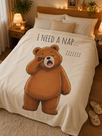 I Need A Nap Cute Bear Velveteen Plush Blanket | Cozy Animal Throw