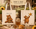 Food Is Life Cute Bear Tote Bag | Honey Bear Cotton Canvas Tote | Reusable Shopping Bag | Cute Foodie Gift