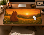 Cute Bear Desk Mat 32x16" | Large Mouse Pad | Cozy Office Desk Decor | Sunset Bear Gaming Mat | Bear Lover Gift