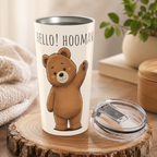 Cute Bear Tumbler 20oz | Hello Hooman Travel Mug | Insulated Stainless Steel Cup | Bear Lover Gift