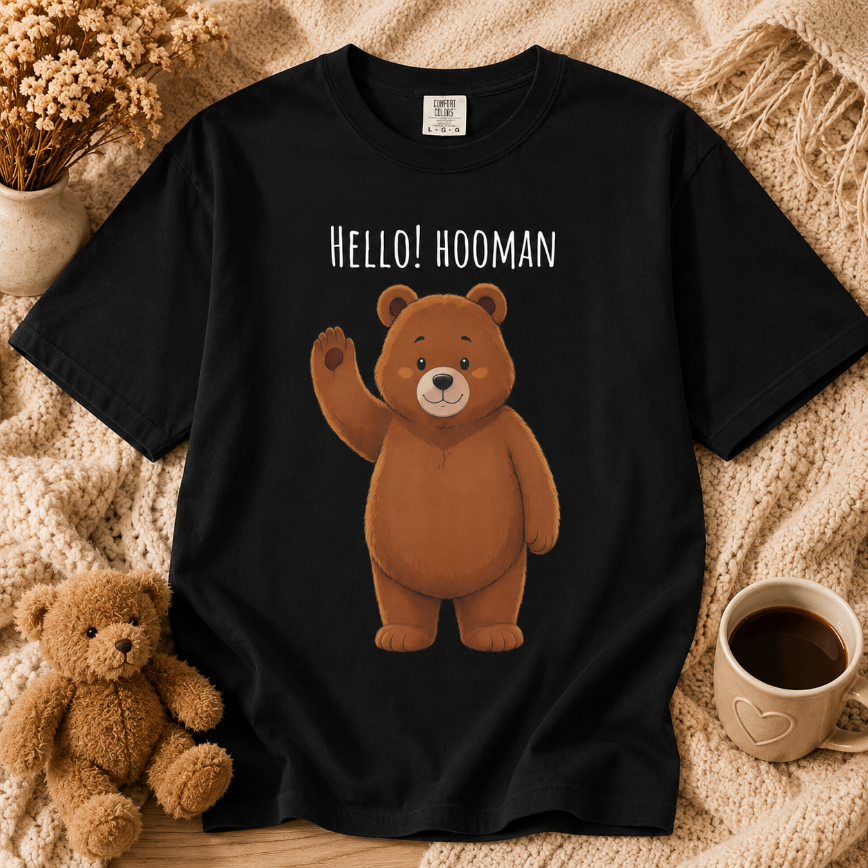 Hello Hooman Bear Shirt | Cute Bear T-Shirt | Funny Animal Graphic Tee | Cozy Unisex Gift for Bear Lovers