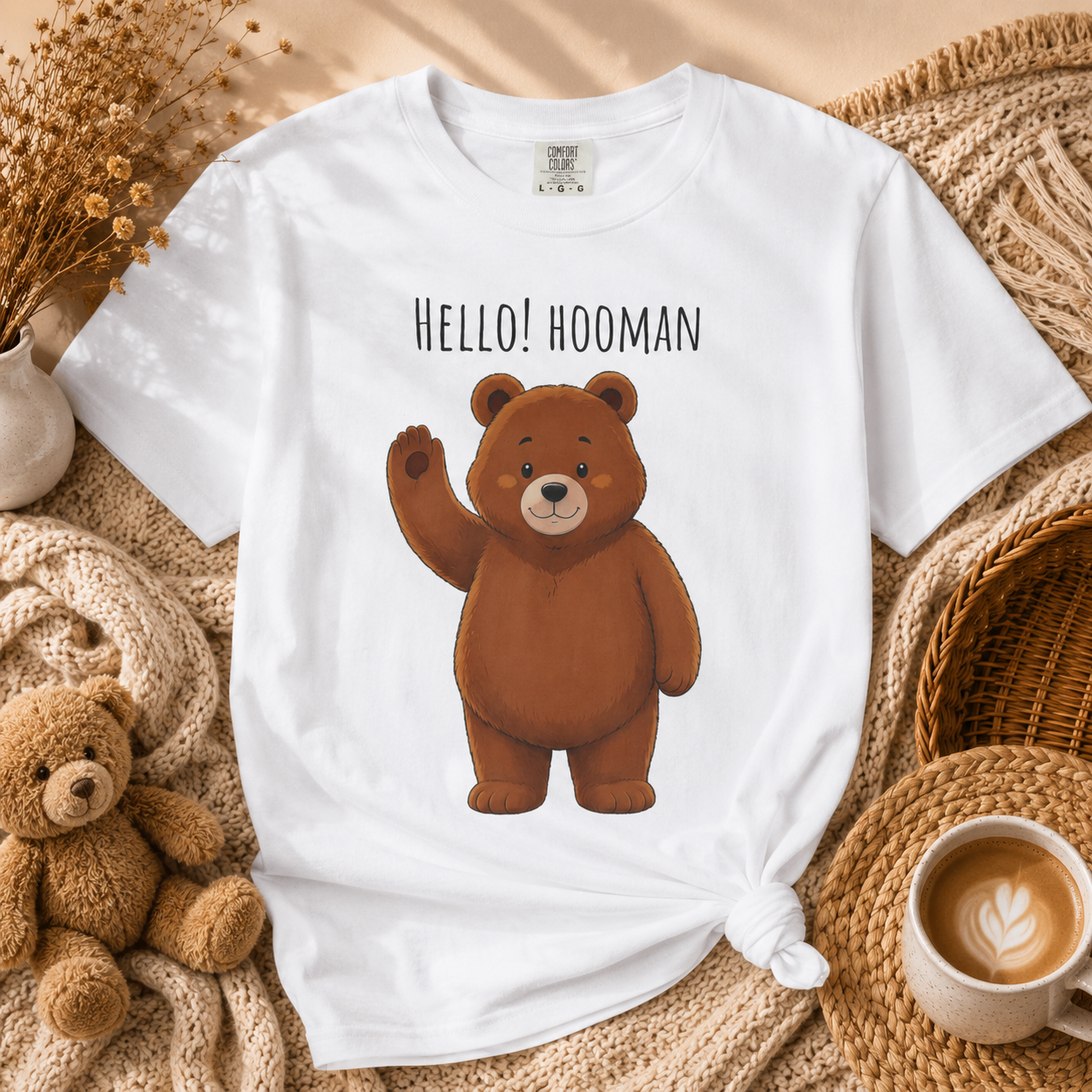 Hello Hooman Bear Shirt | Cute Bear T-Shirt | Funny Animal Graphic Tee | Cozy Unisex Gift for Bear Lovers