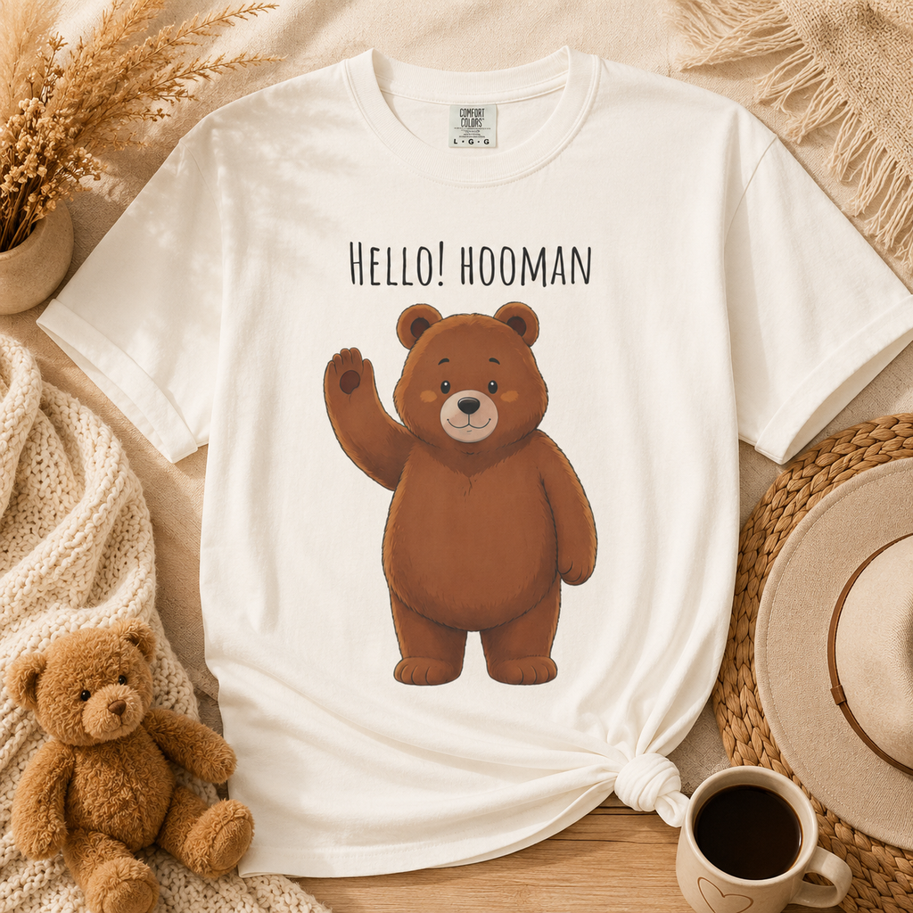 Hello Hooman Bear Shirt | Cute Bear T-Shirt | Funny Animal Graphic Tee | Cozy Unisex Gift for Bear Lovers