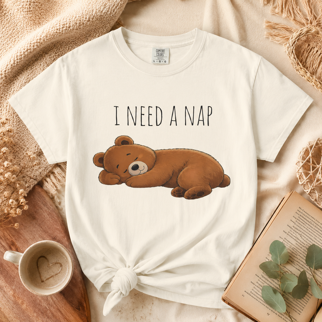 I Need a Nap Bear Shirt, Cute Sleeping Bear T-Shirt, Cozy Animal Graphic Tee, Funny Sleep Lover Gift, Unisex Comfort Colors Tee