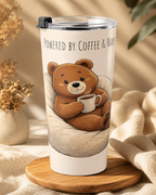 Cute Bear Coffee Tumbler 20oz | Powered by Coffee & Naps Travel Mug | Cozy Bear Gift for Coffee Lovers