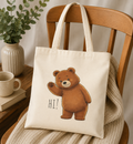 Cute Teddy Bear Tote Bag | Kawaii Canvas Tote | Reusable Shopping Bag | Cute Bear Gift | Everyday Shoulder Bag