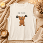 Bear Power Muscle Tank | Cute Gym Bear Shirt | Cute Workout Tank | Unisex Sleeveless Fitness Top | Gift for Gym Lovers