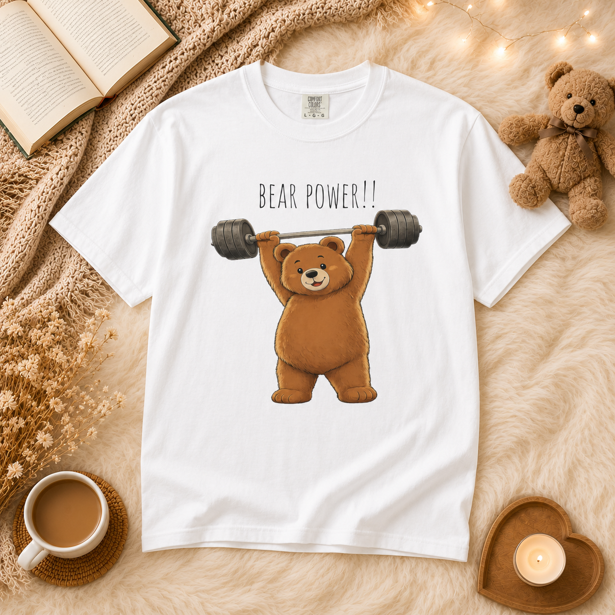 Bear Power Gym Shirt, Cute Weightlifting Bear T-Shirt, Funny Workout Tee, Fitness Lover Gift, Gym Bear Graphic Tee