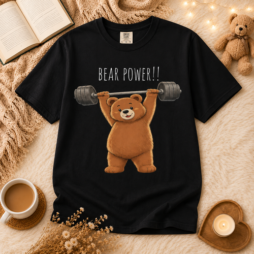 Bear Power Gym Shirt, Cute Weightlifting Bear T-Shirt, Funny Workout Tee, Fitness Lover Gift, Gym Bear Graphic Tee