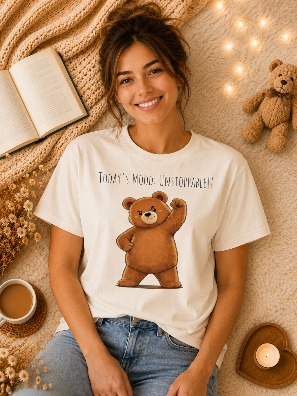Today's Mood: Unstoppable Bear T-Shirt | Cute Motivational Graphic Tee | Positive Mindset Shirt | Unisex Bear Lover Gift