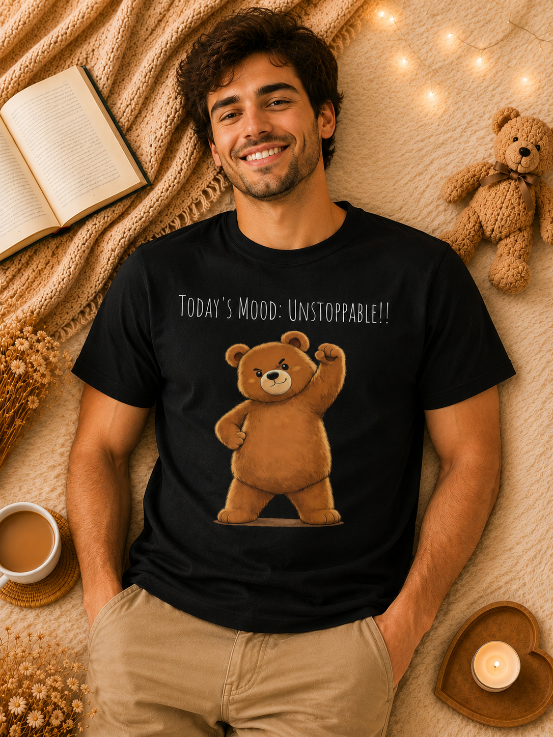 Today's Mood: Unstoppable Bear T-Shirt | Cute Motivational Graphic Tee | Positive Mindset Shirt | Unisex Bear Lover Gift