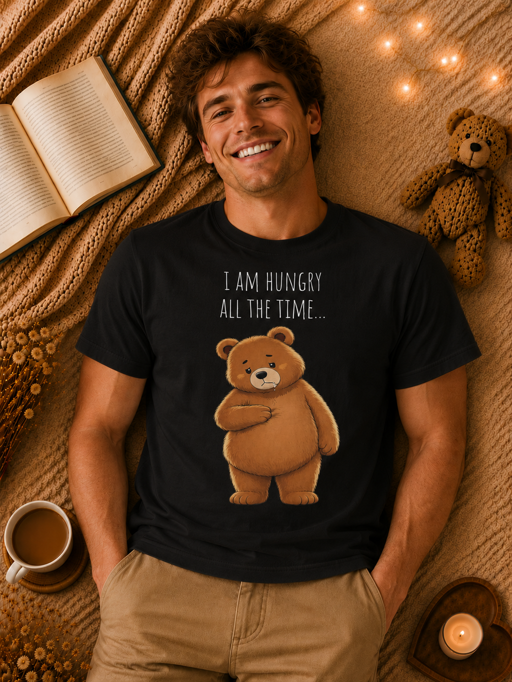 I Am Hungry All the Time Bear Shirt, Cute Hungry Bear T-Shirt, Funny Food Lover Graphic Tee, Cozy Animal Shirt, Unisex Comfort Colors Tee
