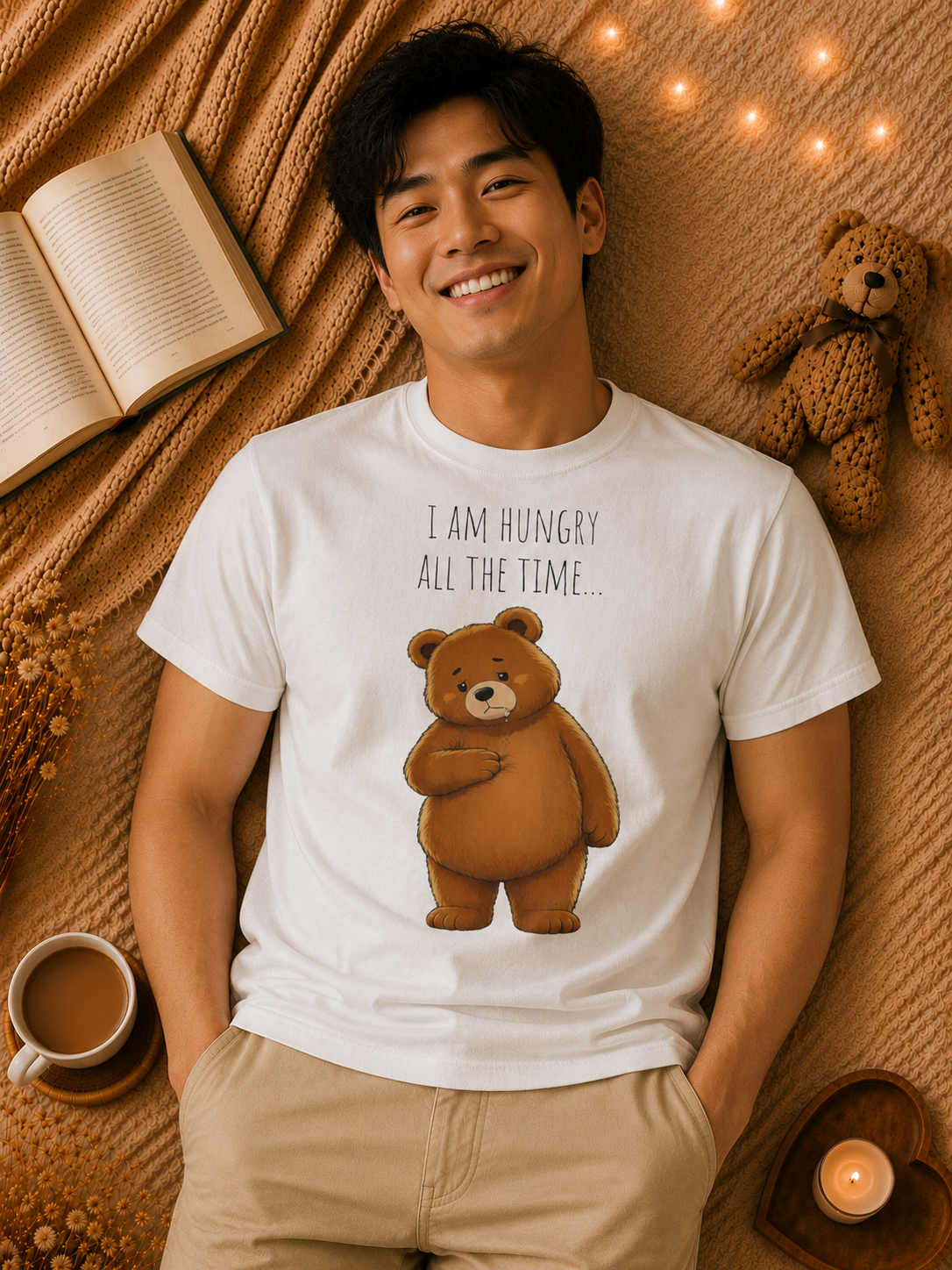 I Am Hungry All the Time Bear Shirt, Cute Hungry Bear T-Shirt, Funny Food Lover Graphic Tee, Cozy Animal Shirt, Unisex Comfort Colors Tee
