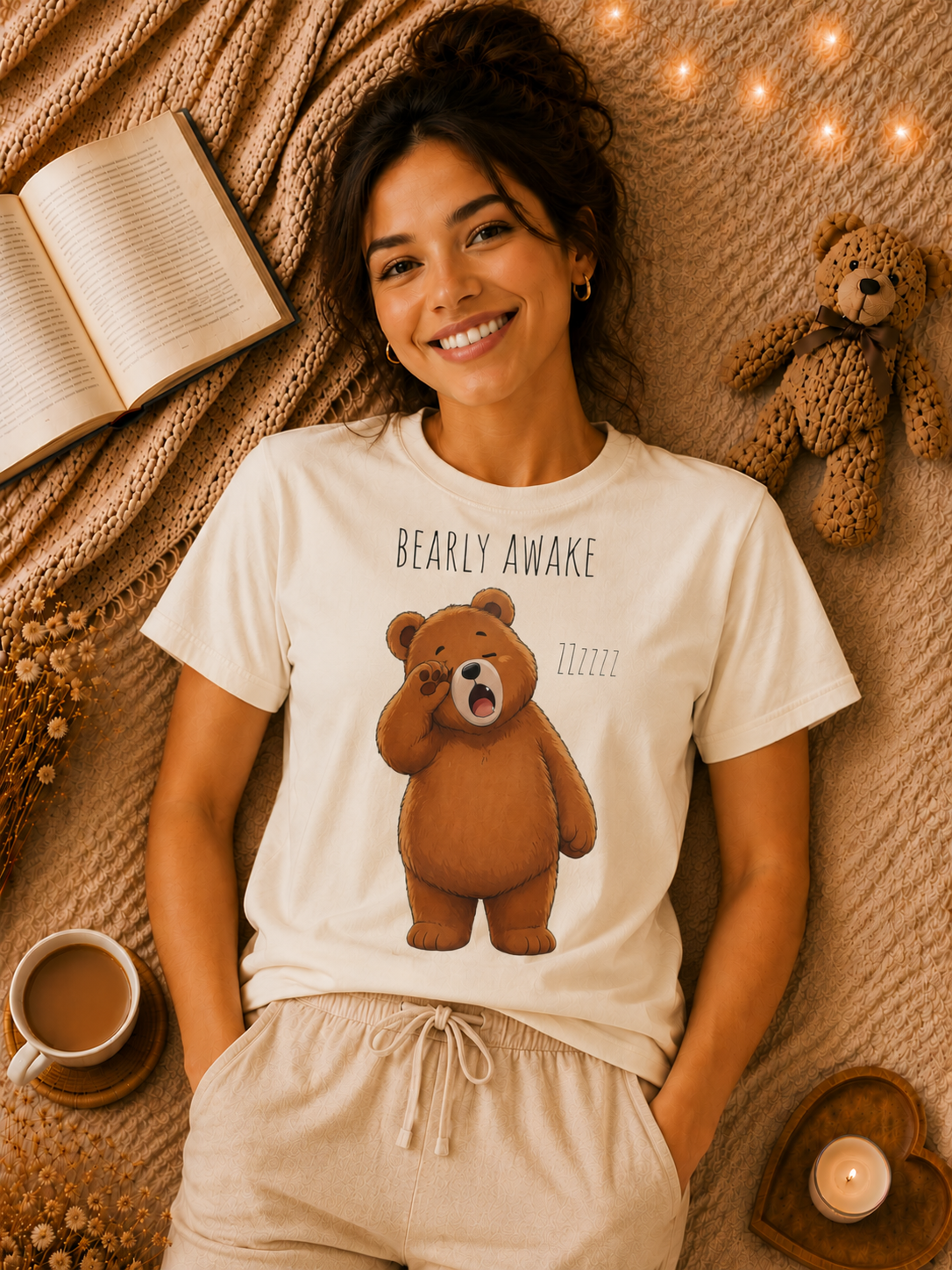 Bearly Awake Bear T-Shirt | Cute Funny Bear Graphic Tee | Unisex Comfort Colors Shirt | Sleepy Bear Gift