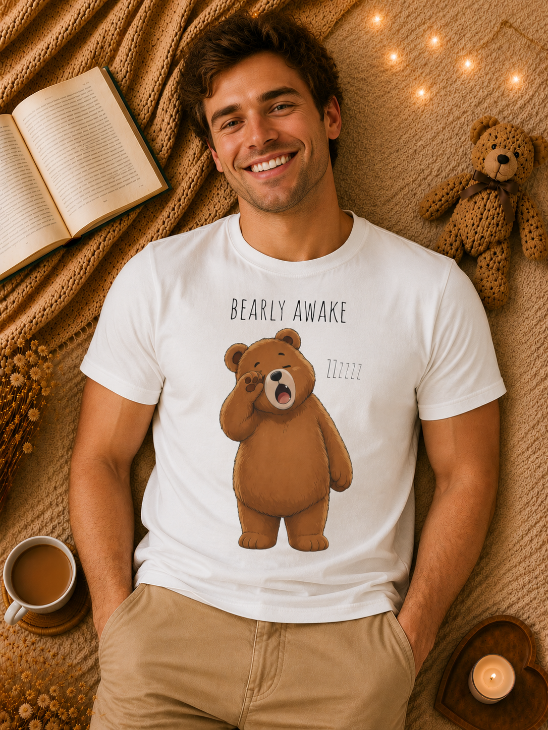 Bearly Awake Bear T-Shirt | Cute Funny Bear Graphic Tee | Unisex Comfort Colors Shirt | Sleepy Bear Gift