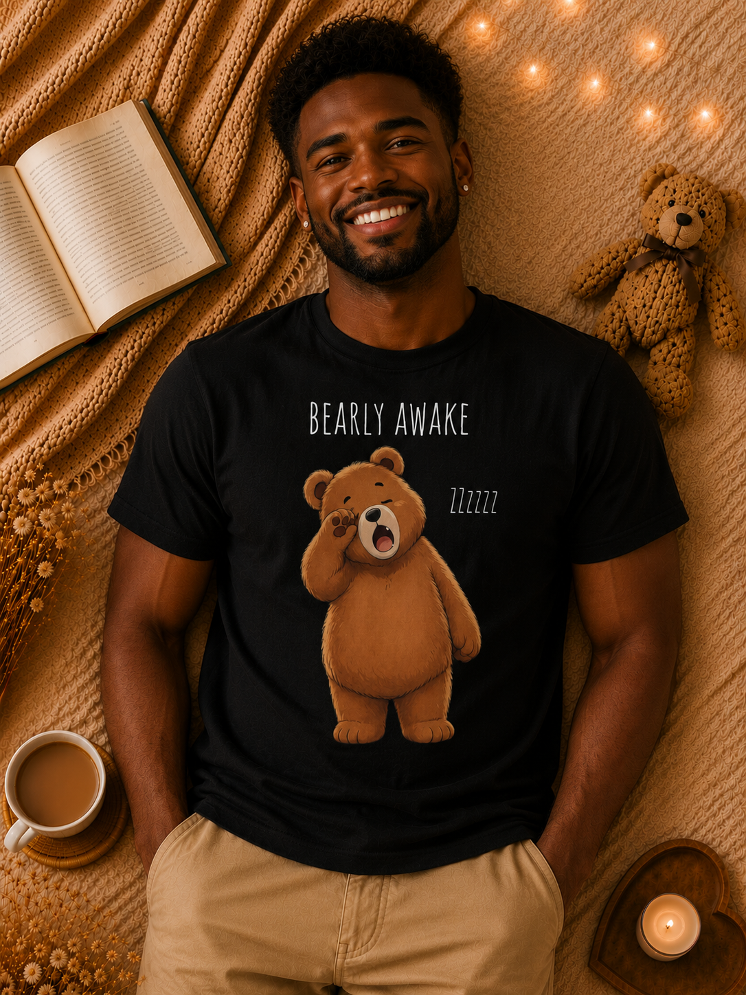 Bearly Awake Bear T-Shirt | Cute Funny Bear Graphic Tee | Unisex Comfort Colors Shirt | Sleepy Bear Gift