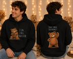 Cute Bear Motivational Hoodie | I Can. I Will. Watch Me. | Front & Back Graphic Unisex Pullover Sweatshirt
