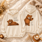 Hello Hooman Bear Hoodie | Cute Bear Graphic Unisex Hoodie | Cozy Animal Lover Gift