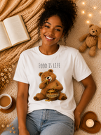 Cute Bear Shirt Food Is Life Tee, Funny Bear Graphic T-Shirt, Honey Bear Shirt, Foodie Gift, Bear Lover Gift, Unisex Animal Tee