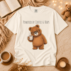 Powered by Coffee & Naps Bear T-Shirt | Cute Cozy Bear Unisex Graphic Tee | Coffee Lover Gift