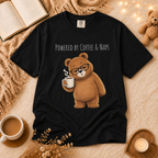 Powered by Coffee & Naps Bear T-Shirt | Cute Cozy Bear Unisex Graphic Tee | Coffee Lover Gift