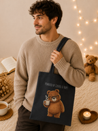 Powered by Coffee & Naps Bear Tote Bag | Cute Canvas Tote | Coffee Lover Gift | Reusable Shoulder Bag