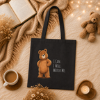 Cute Bear Canvas Tote Bag | I Can I Will Watch Me | Motivational Reusable Tote | Cute Canvas Tote | Coffee Lover Gift |Reusable Shoulder Bag