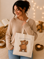 Cute Bear Canvas Tote Bag | Unleash Your Bear Strength| Motivational Reusable Tote | Bear Lover Gift |Reusable Shoulder Bag