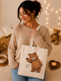 Cute Teddy Bear Tote Bag | Kawaii Canvas Tote | Reusable Shopping Bag | Cute Bear Gift | Everyday Shoulder Bag