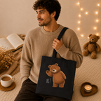 Cute Teddy Bear Tote Bag | Kawaii Canvas Tote | Reusable Shopping Bag | Cute Bear Gift | Everyday Shoulder Bag