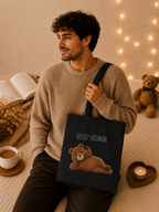 Hello Hooman Bear Tote Bag | Cute Canvas Tote for Everyday Use | Reusable Shoulder Bag | Bear Lover Gift