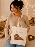Hello Hooman Bear Tote Bag | Cute Canvas Tote for Everyday Use | Reusable Shoulder Bag | Bear Lover Gift