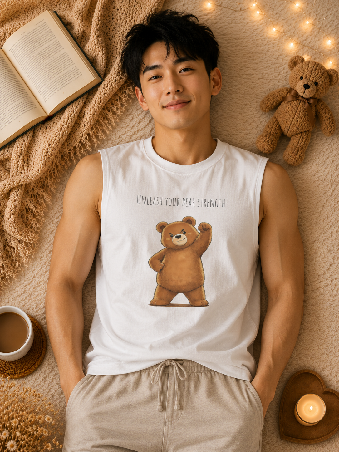 Unleash Your Bear Strength Muscle Tank Top | Cute Gym Bear Shirt | Cute Workout Tank | Unisex Sleeveless Fitness Top | Gift for Gym Lovers