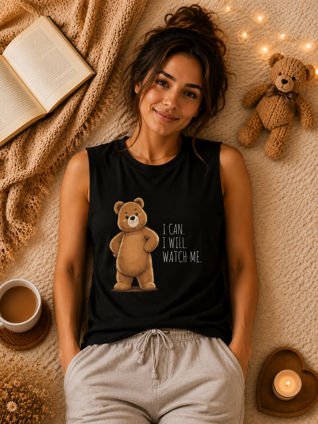 Cute Bear Muscle Tank Top | Cute Gym Bear Shirt | Cute Workout Tank | Unisex Sleeveless Fitness Top | Gift for Gym Lovers