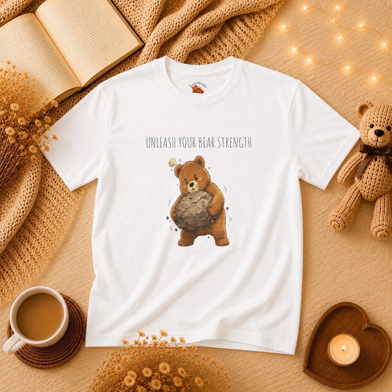 Unleash Your Bear Strength Cute Bear Kids T-Shirt | Motivational Bear Graphic Tee | Youth XS-XL | Ages 4-14