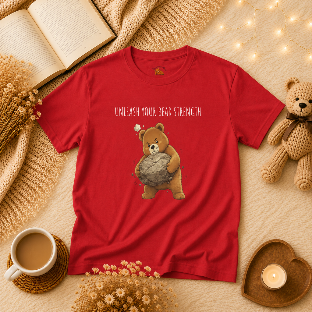 Unleash Your Bear Strength Cute Bear Kids T-Shirt | Motivational Bear Graphic Tee | Youth XS-XL | Ages 4-14