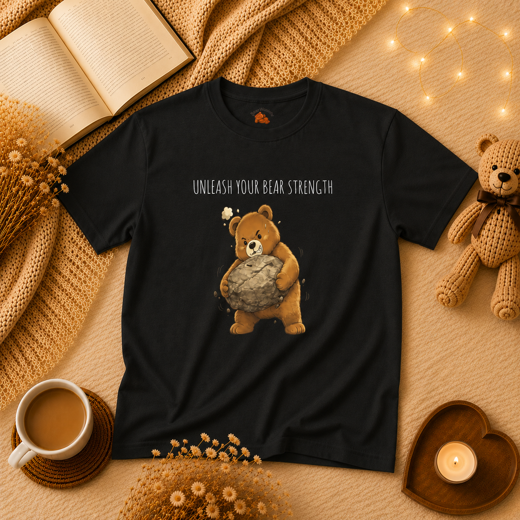 Unleash Your Bear Strength Cute Bear Kids T-Shirt | Motivational Bear Graphic Tee | Youth XS-XL | Ages 4-14