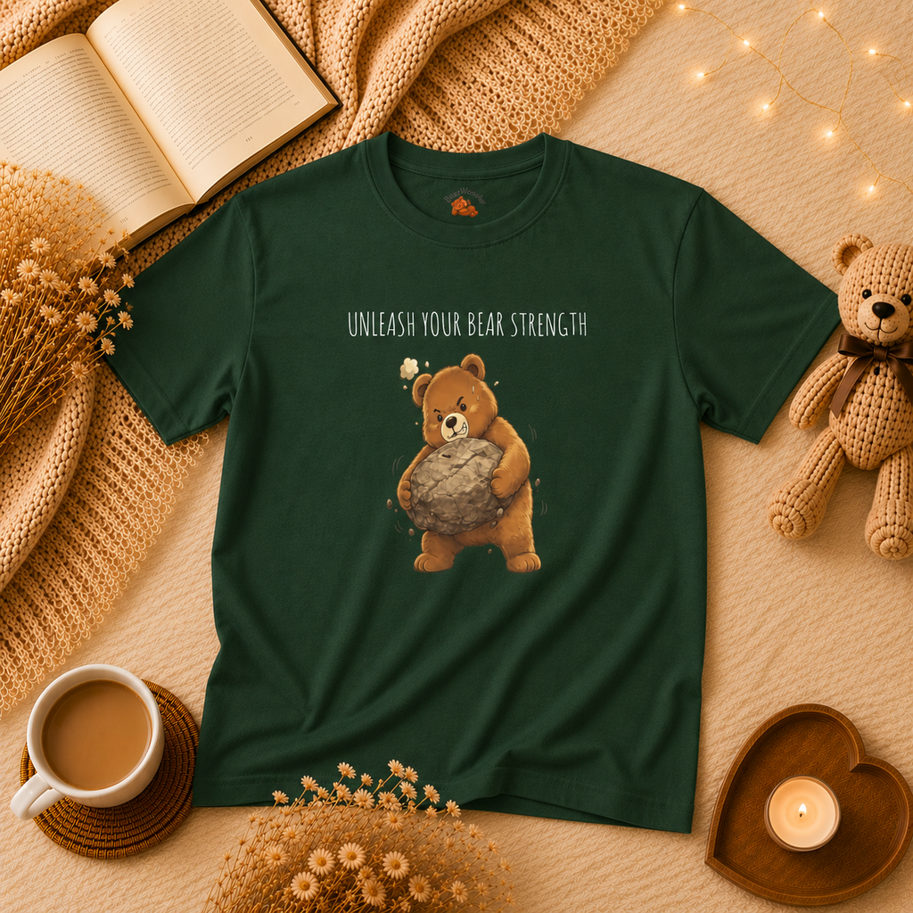 Unleash Your Bear Strength Cute Bear Kids T-Shirt | Motivational Bear Graphic Tee | Youth XS-XL | Ages 4-14