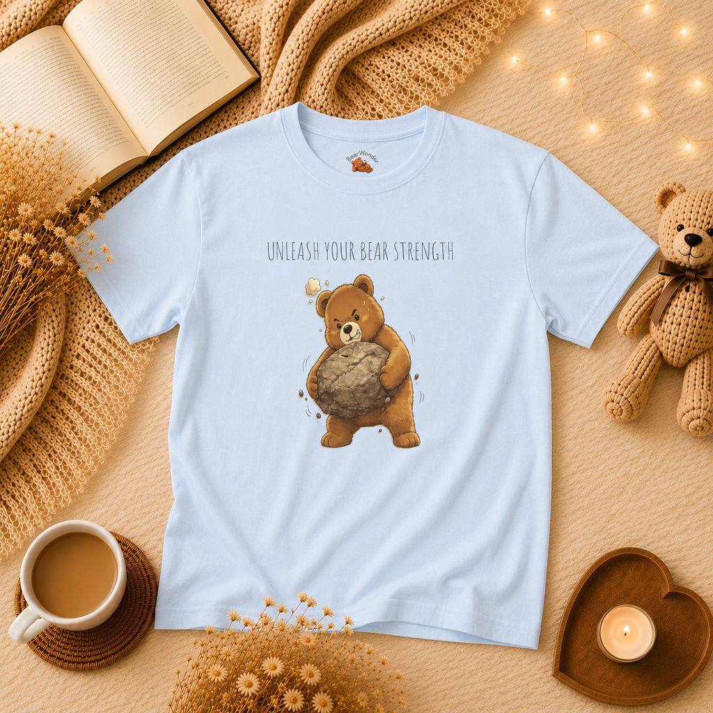 Unleash Your Bear Strength Cute Bear Kids T-Shirt | Motivational Bear Graphic Tee | Youth XS-XL | Ages 4-14