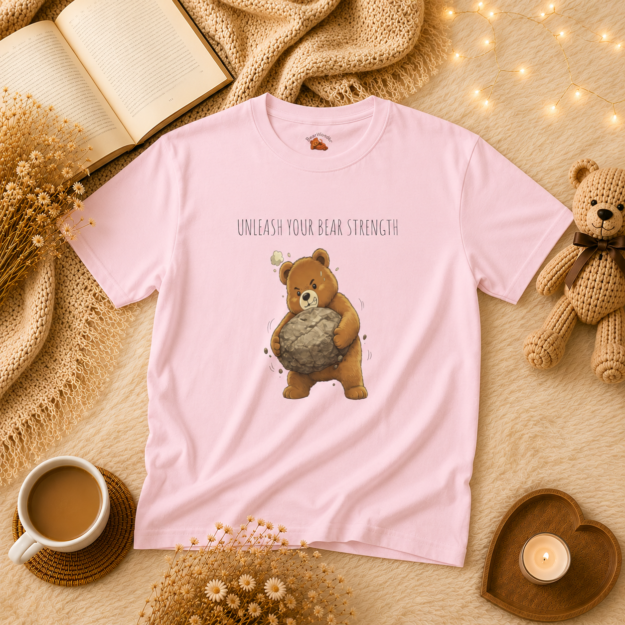 Unleash Your Bear Strength Cute Bear Kids T-Shirt | Motivational Bear Graphic Tee | Youth XS-XL | Ages 4-14