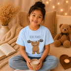 Bear Power Cute Bear Kids T-Shirt | Motivational Bear Graphic Tee | Youth XS-XL | Ages 4-14