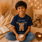 Bear Power Cute Bear Kids T-Shirt | Motivational Bear Graphic Tee | Youth XS-XL | Ages 4-14