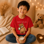 Powered by Naps & Milk Cute Bear Kids T-Shirt |  Bear Graphic Tee | Youth XS-XL | Ages 4-14