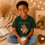 Powered by Naps & Milk Cute Bear Kids T-Shirt |  Bear Graphic Tee | Youth XS-XL | Ages 4-14