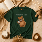 Powered by Naps & Milk Cute Bear Kids T-Shirt |  Bear Graphic Tee | Youth XS-XL | Ages 4-14