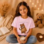 Powered by Naps & Milk Cute Bear Kids T-Shirt |  Bear Graphic Tee | Youth XS-XL | Ages 4-14